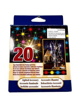 Lemax Village Lights Battery 20 Super Bright Multi Color Flashing Light String